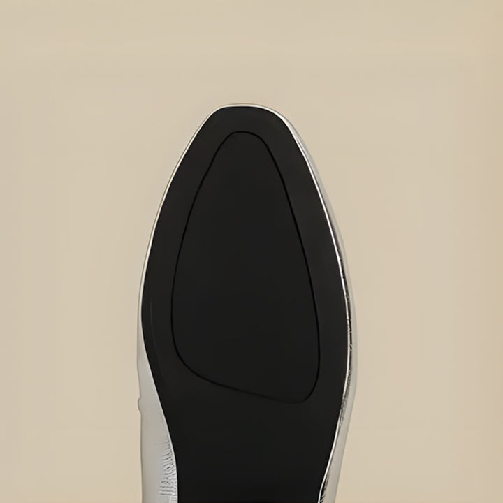 【l’aise】Chic Moments メタリックシルバー ローファー