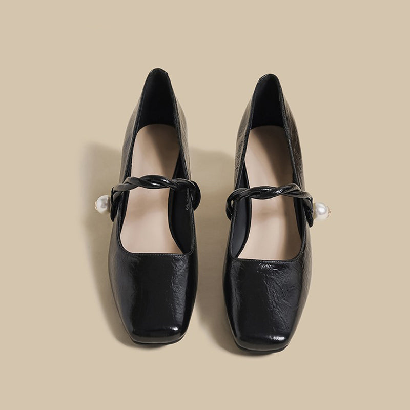 【l’aise】Chic Moments パール アンクルストラップ ローファー