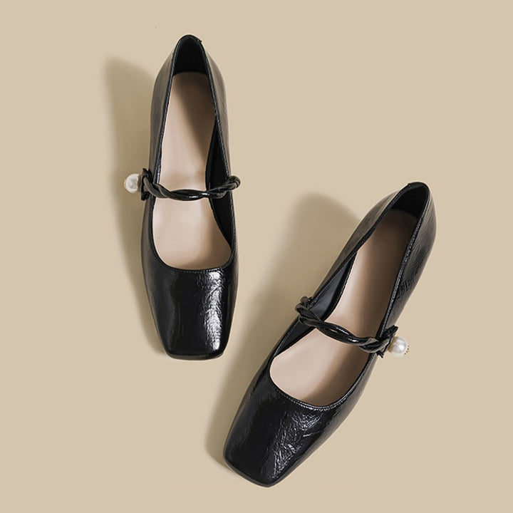 【l’aise】Chic Moments パール アンクルストラップ ローファー