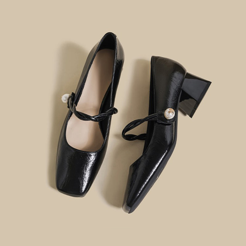 【l’aise】Chic Moments パール アンクルストラップ ローファー