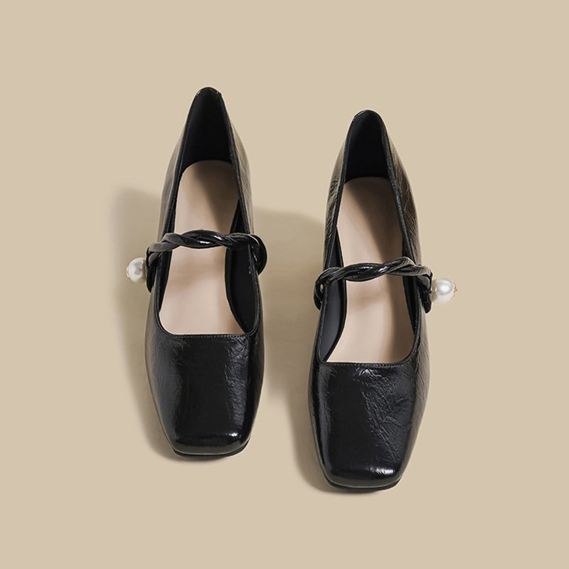 【l’aise】Chic Moments パール アンクルストラップ ローファー