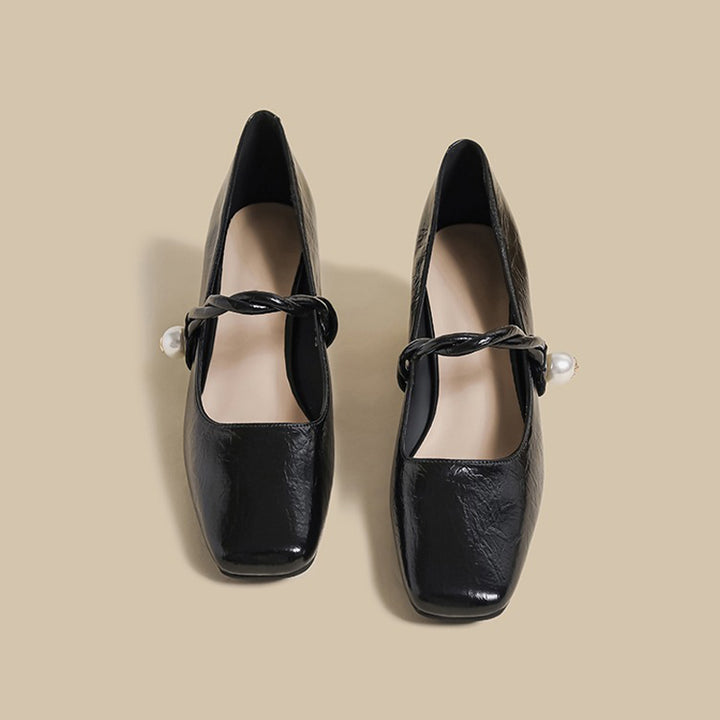 【l’aise】Chic Moments パール アンクルストラップ ローファー