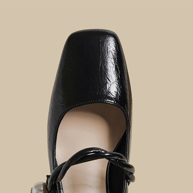 【l’aise】Chic Moments パール アンクルストラップ ローファー