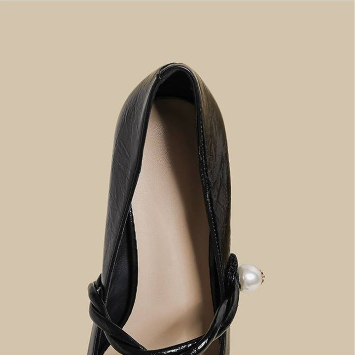 【l’aise】Chic Moments パール アンクルストラップ ローファー