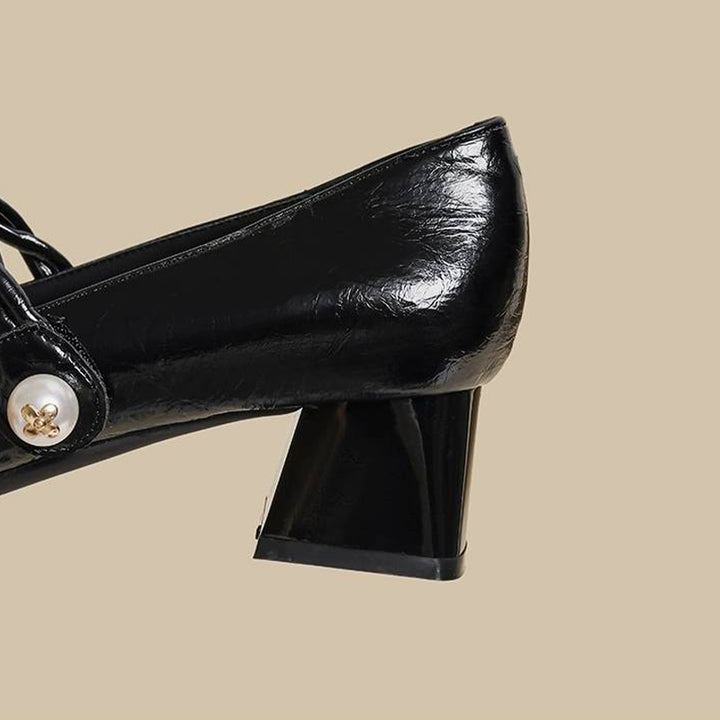 【l’aise】Chic Moments パール アンクルストラップ ローファー