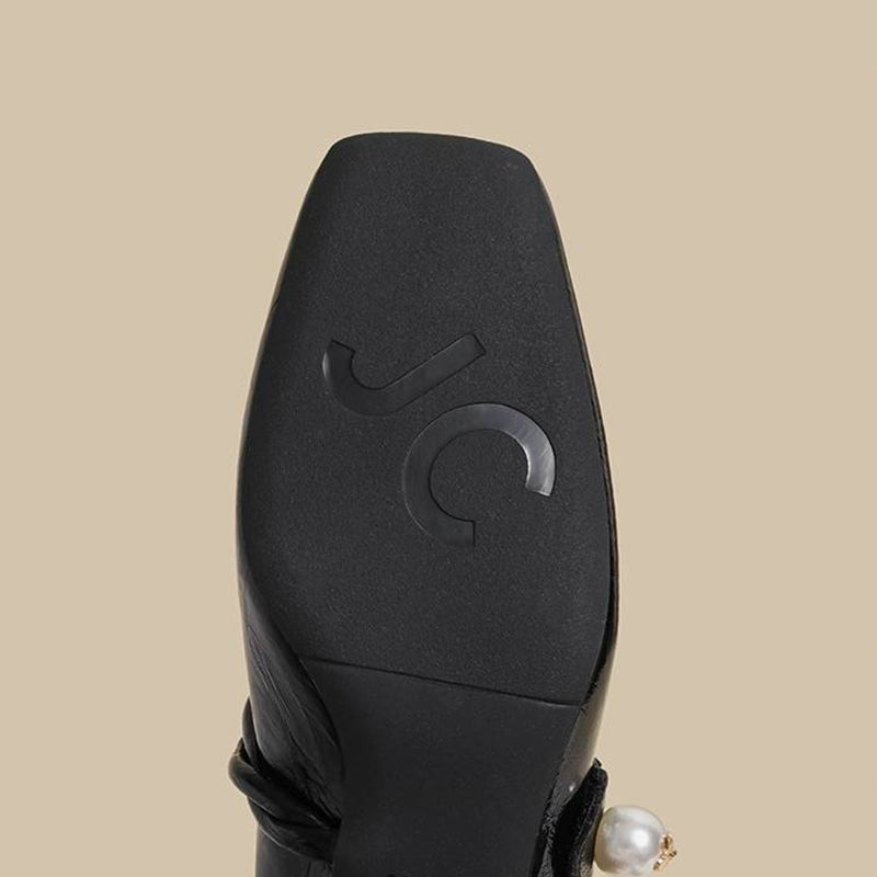 【l’aise】Chic Moments パール アンクルストラップ ローファー