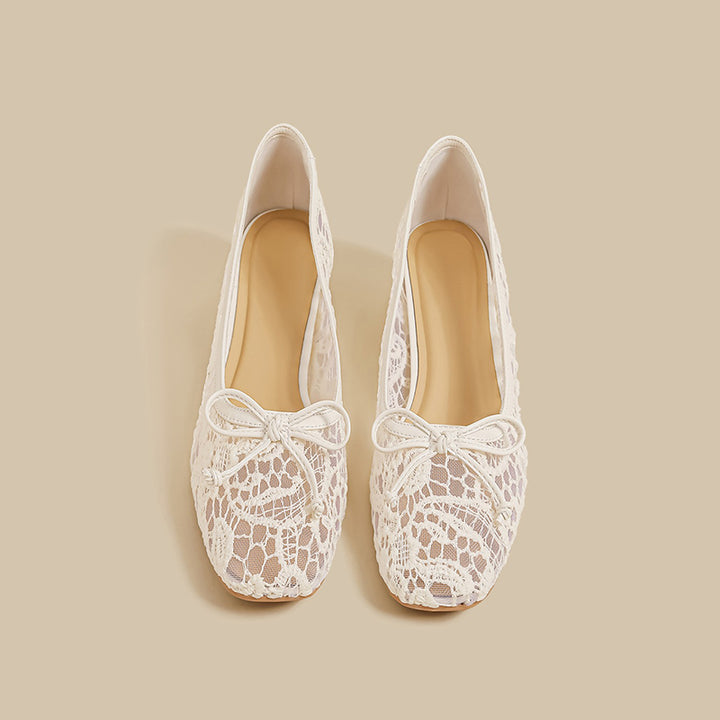 【l’aise】Chic Moments レースリボン ローファー