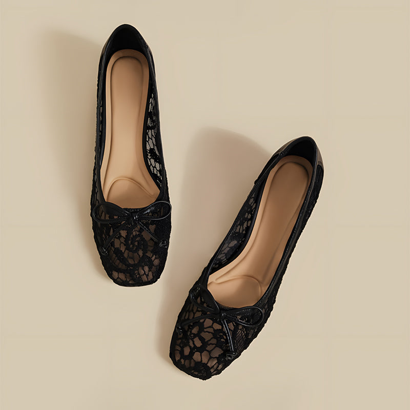 【l’aise】Chic Moments レースリボン ローファー