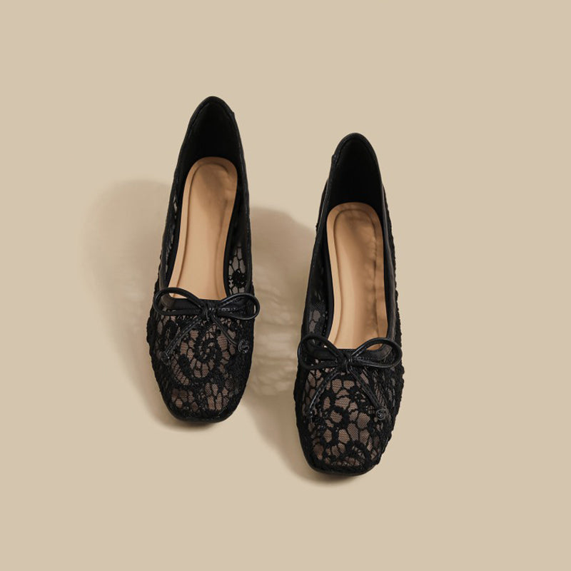 【l’aise】Chic Moments レースリボン ローファー