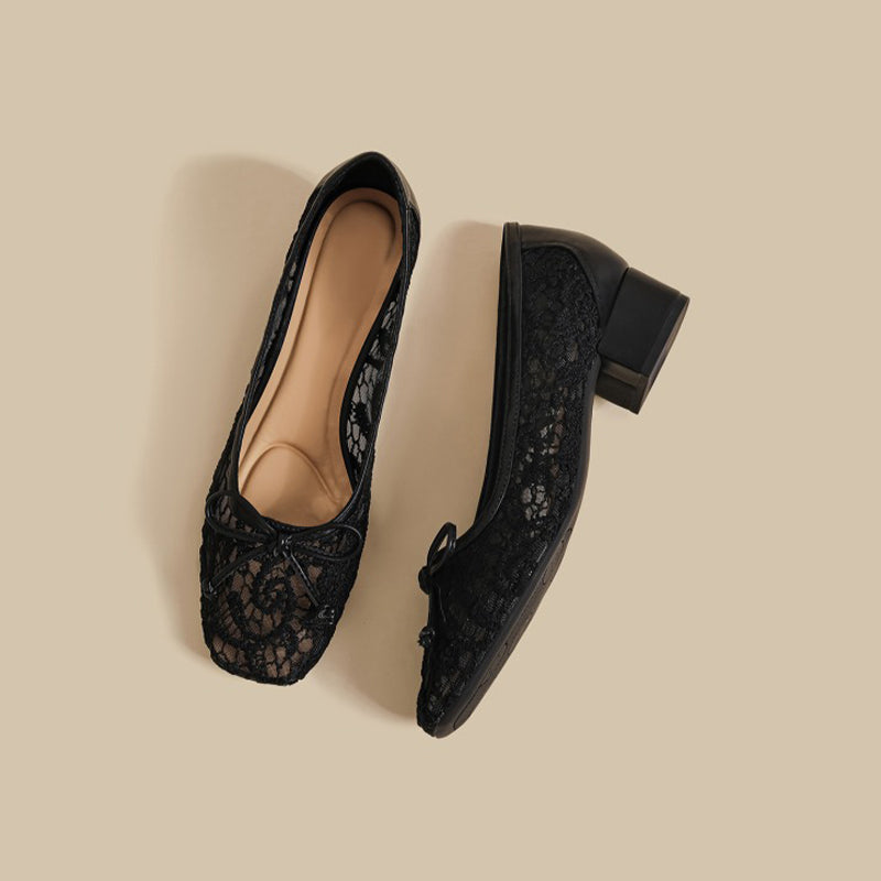 【l’aise】Chic Moments レースリボン ローファー