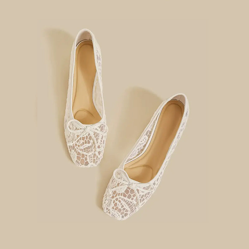 【l’aise】Chic Moments レースリボン ローファー