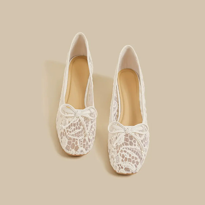 【l’aise】Chic Moments レースリボン ローファー